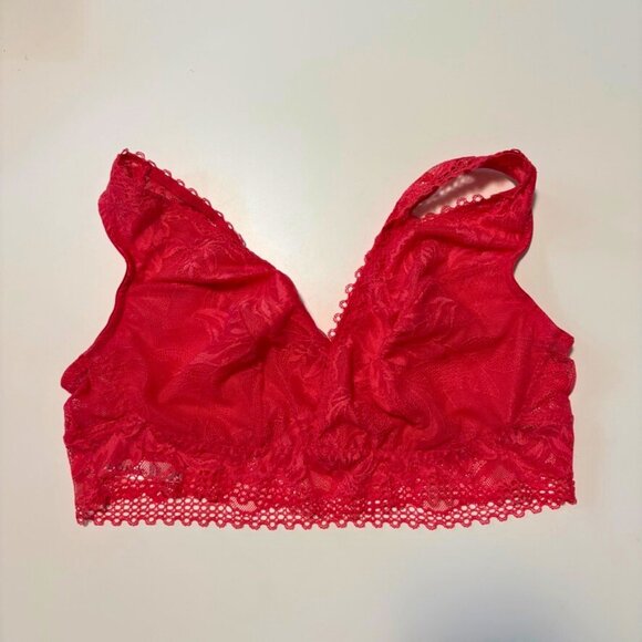 Soma Embraceable Lace Plunge Bralette XL Red Lightweight Unlined - Picture 3 of 12